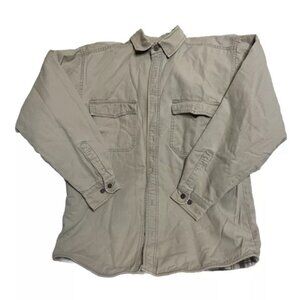 Levis Shacket Mens M Beige Fleece Plaid Lined Shirt Jacket Pockets Logo Buttons
